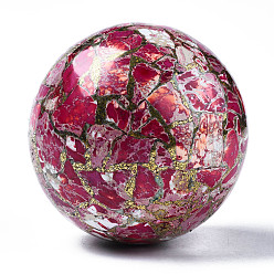 Светло-Вишневый Круглый шар латунная леска регалит / императорская яшма / морская яшма модель орнамент, окрашенные, для настольных украшений домашнего дисплея, светло-вишневый, 79~81 мм