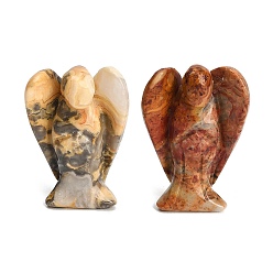 Agate Crazy Lace Figurines d'anges sculptées dans de l'agate folle naturelle, cadeau de pierre énergétique feng shui pour la décoration de bureau à domicile, 35~38x18.5~20x50~53mm