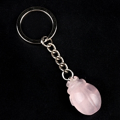 Розовый Кварц Брелок жук, подвесное украшение для рюкзака из натурального розового кварца, 8 см