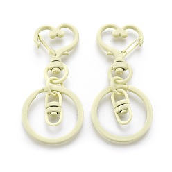 Светло-хаки Брелок с железным сердцем, брелок для ключей, без свинца и без никеля , светлый хаки, 68x30x6 мм