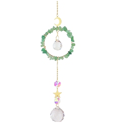 Зеленый Авантюрин Хрустальное стекло с подвеской-ловцом солнца из натурального зеленого авантюрина, создатель радуги, украшение сада и дома своими руками, 480 мм