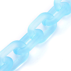 Светло-Голубой Прозрачные акриловые кабельные цепи ручной работы, овальные, для изготовления ювелирных изделий, Небесно-голубой, ссылка: 31x19x5 mm, 39.37 дюйм (1 м) / прядь