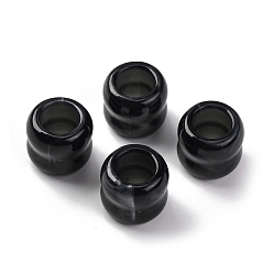 Черный Двухцветные непрозрачные акриловые бусины, рифленая колонна, чёрные, 18.5~19x20~20.5 мм, отверстие : 12 мм