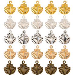 (52) Непрозрачная лаванда 60 шт 5 цвета подвески из сплава в тибетском стиле, подвески в форме ракушек, разноцветные, 18x15x2.5 мм, отверстие : 1.5 мм, 12 шт / цвет