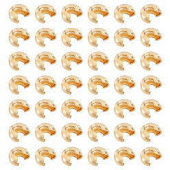 Настоящее золото 18K 150 шт. латунные обжимные бусины, рондель, реальный 18 k позолоченный, 5.5x3 мм, отверстие : 1.8 мм, 150 шт / комплект