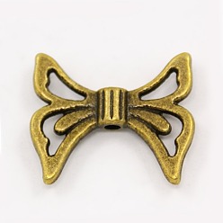 Antik Bronze Tibetischer stil legierung perlen, Cadmiumfrei und Nickel frei und Bleifrei, Schmetterling, Antik Bronze, 20x17x4 mm, Bohrung: 2 mm