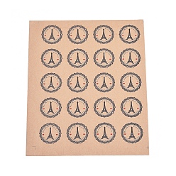 Peru Valentine's Day Sealing Stickers, Label Paster Picture Stickers, for Gift Packaging, Flat Round with Eiffel Tower and Word, Peru, 38mm