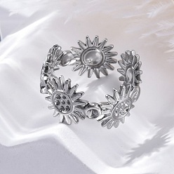 Нержавеющая Сталь Цвет Солнце 304 компоненты открытого кольца манжеты из нержавеющей стали, установка кольца со стразами, цвет нержавеющей стали, пригодный для 0.8 mm и 1.6 mm горный хрусталь, регулируемый