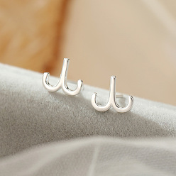 Овен 925 стерлингового серебра серьги стержня, серебряные, Овен, 10x10 мм