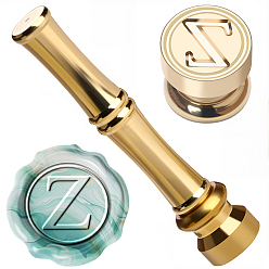Letter Z 1Золотистые латунные штампы с восковыми печатями и ручками в форме бамбуковых палочек, для изготовления поздравительных открыток, Письмо Z, 74.5x15 мм