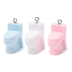 (52) Непрозрачная лаванда Непрозрачные подвески смолы, туалетное очарование, с железной платиной петлей, разноцветные, 25~27.5x13.5~14x19.5 мм, отверстие : 2 мм