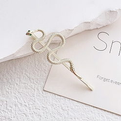 Золотой Шпильки для волос из сплава змеи, аксессуары для волос для женщин и девочек, со стразами, золотые, 65x22 мм