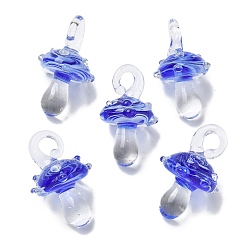 Синий Подвески лэмпворк ручной работы, неровный, гриб, синие, 24.5~29.5x15~18.5 мм, отверстие : 2~5 мм