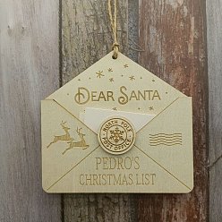 Deer Wooden Calendar Decoration Pendants, Envelope, Deer, 125x120x12mm