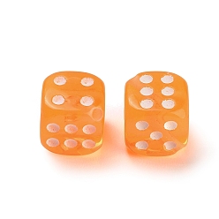 Orange Spray Printed Transparent Acrylic Beads, Dice, Orange, 18.5x19x19mm, Hole: 2.5mm, about 185pcs/500g