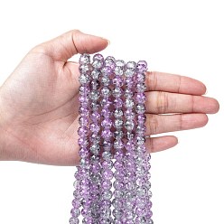 Plum Spray Painted Crackle Glass Beads Strands, Round, Two Tone, Plum, 8mm, Hole: 1.3~1.6mm, about 100pcs/strand, 31.4 inch