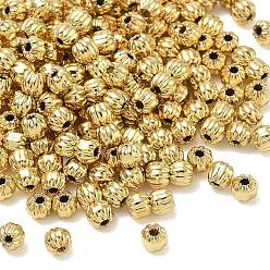 Real 18K Gold Plated Brass Beads, Corrugated Round, Cadmium Free & Lead Free, Rack Plating, Long-Lasting Plated, Real 18K Gold Plated, 3mm, Hole: 0.9mm