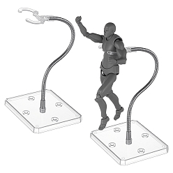 Прозрачный Собранные прямоугольные стенды для демонстрации фигурок из PS-пластика с регулируемым железным кронштейном, держатель для минифигурок, прозрачные, 9.3x7.3x25 см