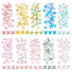 (52) Непрозрачная лаванда 40g 10 цветные матовые акриловые бусины, цветок, градиент цвета, золотой фольгой, разноцветные, 11.5x11.5x3 мм, отверстие : 1.4 мм, 4 г / цвет