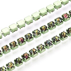 Папоротник Зеленый Железо горный хрусталь чашка цепи, с катушкой, темно-зеленый, 2x2x2 мм, Около 10 ярдов / рулон