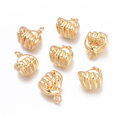 Golden Messing Charme, mit Ringe springen, cadmiumfrei und bleifrei und nickelfrei, langlebig überzogen, Faust, golden, 14x14x11 mm, Bohrung: 3.4 mm