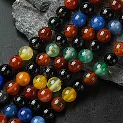 Multi-Color de Ágata Ágata natural de hebras, teñido y climatizada, rondo, 8~8.5 mm, agujero: 1 mm, sobre 48 unidades / cadena, 15.1 pulgada