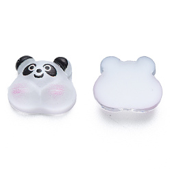 Black Translucent Resin Cabochons, Printed, Panda, Black, 9.5x11x3.5mm