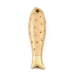 Moccasin Brass Enamel Pendants, Fish Charms, Rack Plating, Long-Lasting Plated, Cadmium Free & Lead Free, Real 18K Gold Plated, Moccasin, 40x11x5.5mm, Hole: 2mm