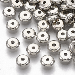 Plaqué Gris Placage de perles d'espacement en plastique ABS, plat rond, platinée, 5x2mm, Trou: 1mm