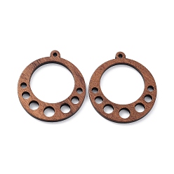 Ring Подвески из орехового дерева, вырезанные лазером, полые прелести, неокрашенными, кольцо, 33x30x2.3 мм, отверстие : 1.5 мм