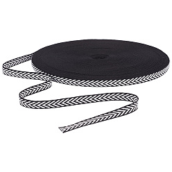 Черный 50 ярдов полиэстеровых жаккардовых лент с узором «елочка», аксессуары для одежды, чёрные, 3/8 дюйм (10 мм)