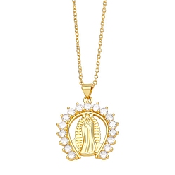 Arch Brass Micro Pave Cubic Zirconia Pendant Necklaces, Arch, 17.72 inch(45cm), Pendant: 31x23mm