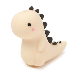 Linen Silicone Beads, Focal Beads, Dinosaur, Linen, 29x29x15.5mm, Hole: 2mm