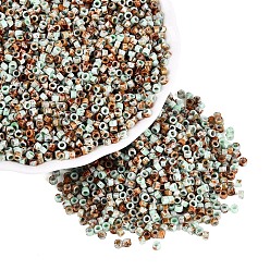 Turquoise Pâle Perles de verre cylindriques opaques de Picasso, trou rond, turquoise pale, 2.5x1.5mm, Trou: 1.2~1.4mm, environ 30000 pcs / livre