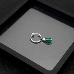 Платина 201 Серьги-кольца из нержавеющей стали и стекла, овальные, платина, 32 мм