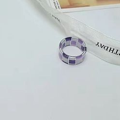 Фиолетовый 1Кольца для пальцев из акрила с узором «шотландка» для женщин, фиолетовые, внутренний диаметр: 19 мм