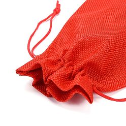 Mixed Color Polyester Imitation Burlap Packing Pouches Drawstring Bags, Mixed Color, 18x13cm