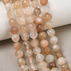 Multi-Moonstone Нити из натуральных бусин из нескольких лунных камней, граненые, круглые, 8~8.5 мм, отверстие : 1 мм, около 46 шт / нитка, 15.16 дюйм (38.5 см)