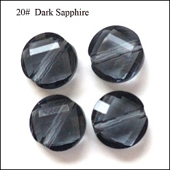 Прусский Синий Имитация Австрийские кристаллические шарики, класс AAA, граненые, плоско-круглые, берлинская лазурь, 8x4 мм, отверстие : 0.9~1 мм