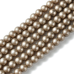BurlyWood Eco-Friendly Round Baking Paint Glass Beads Strands, Cotton Cord Threaded, BurlyWood, 4~4.5mm, Hole: 0.7~1.1mm, about 104pcs/strand, 15 inch