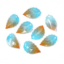 Light Sky Blue Plastic Pendants, Leaf, Light Sky Blue, 22.5~23x13~13.5x4mm, Hole: 1.2mm