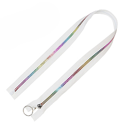 White #5 Nylon Coil Zippers Rainbow Zipper Tape, Resin Coil Colorful Teeth, White, 0.43 Yard(40cm)