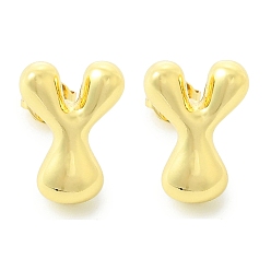 Letter Y Серьги из латуни с покрытием стойки, без кадмия и без свинца, долговечный, серьги, алфавит, реальный 18 k позолоченный, Письмо Y, 14x10.5 мм