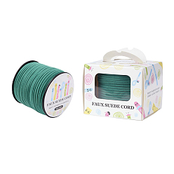 Средний Морско-зеленый Шнуры из искусственной замши, искусственная замшевая кружева, бумажная коробка упаковка, средний морской зеленый, 3.0x1.4 мм, о 98.43yards / рулон (90 м / рулон)