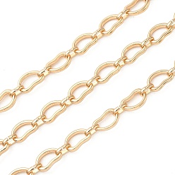Настоящее золото 18K Цепи из сплава с арочными звеньями, несварные, реальный 18 k позолоченный, Ссылки: 10x7x2 мм & 6.5x4x1.5 мм