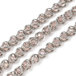 Pink 304 Цепи из нержавеющей стали и стекла, несварные, с катушкой, розовые, 10x8x8 мм