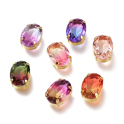 (52) Непрозрачная лаванда Шить на горный хрусталь, стекло горный хрусталь, с золотыми тонами латунных зубьев, аксессуары для одежды, овальные, граненые, разноцветные, 14x10x7 мм, отверстие : 1 мм