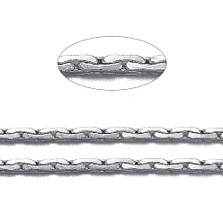 Платина Латунные бостонские звенья цепи, несварные, с катушкой, без кадмия, без никеля и без свинца, платина, 0.9x0.6 мм