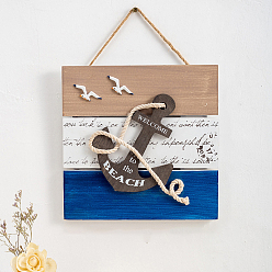 Anchor & Helm Слово тема океана добро пожаловать деревянные подвесные дверные знаки, морская отделка стен, декоративный реквизит для интерьера, открытый, якорь рисунок, 280x210 мм