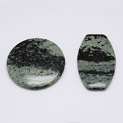 Zebra Jasper Natural Green Zebra Jasper Pendants, Mixed Shapes, 45~50x30~45x6~7mm, Hole: 2~2.5mm